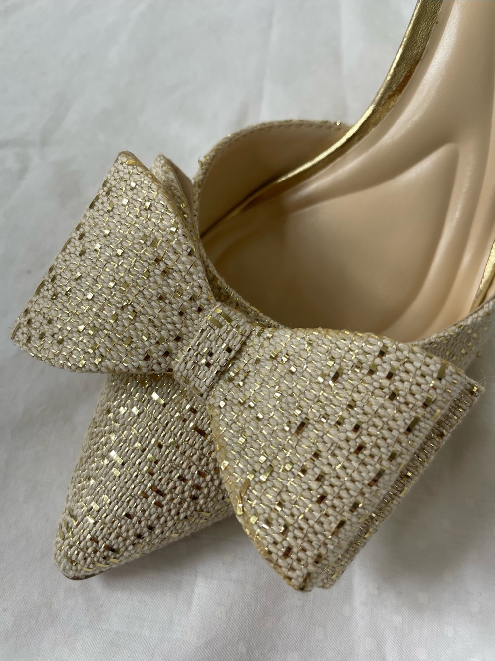 Jessica Simpson Nekira 3 Slingback Heel Pumps - Natural Gold Glitter size 8 New - Picture 12 of 12